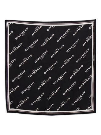Givenchy logo-pattern silk scarf - women - Silk - One Size - Black