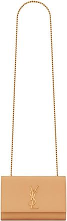 Saint Laurent logo-plaque crossbody bag - women - Calf Leather - One Size - Brown