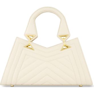 Mac Duggal Quilted Napa Leather Angular Handbag in Ecru at Nordstrom