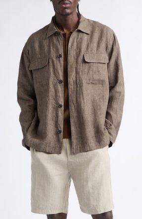Sunspel Linen Overshirt in Dark Walnut26 at Nordstrom, Size Xx-Large