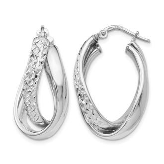 Diamond2Deal Sterling Silver Textured Fancy Hoop Earrings
