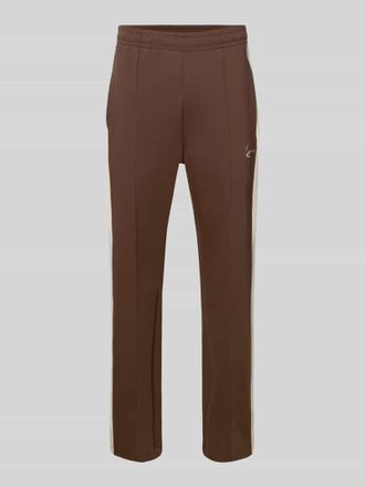 Karl Kani Straight Fit Sweatpants mit Logo-Stitching in Dunkelbraun, Gr&ouml;&szlig;e XXL