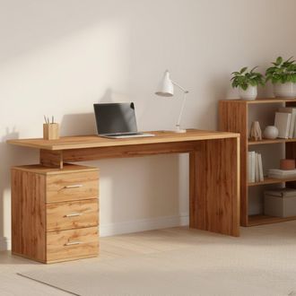 Dmora Escritorio Siro, Escritorio Lineal, Escritorio De Oficina Multiusos, Escritorio Multiposici&oacute;n Que Ahorra Espacio, 160x60h75 Cm, Roble, Con Embalaje Re