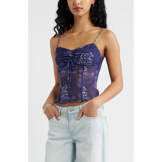 BP. Mesh Camisole in Blue Penny Paisley at Nordstrom, Size Xx-Small