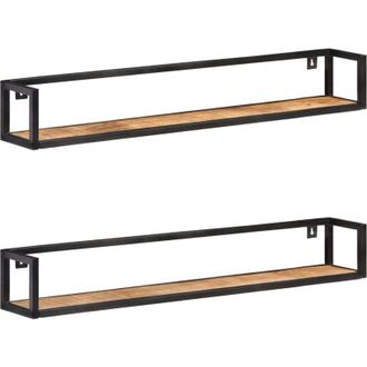 vidaXL Vidaxl - Estantes De Pared 2 Unidades 120 Cm Madera De Mango Rugosa