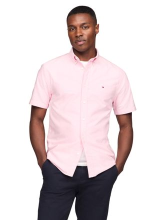 Tommy Hilfiger Long Sleeve Oxford Regular Fit, Mens Button Down Shirts, Also Available in Big and Tall, Classic Pink, Large