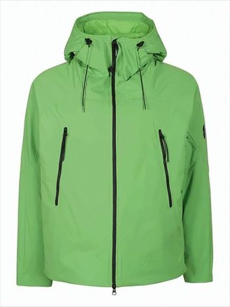 C.P. Company Vibrant Green Lightweight Hooded Jacket With Zip Closure And Patch