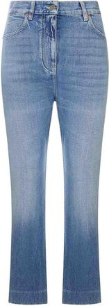 Valentino Garavani Light Wash Denim Flared Leg Cropped Jeans