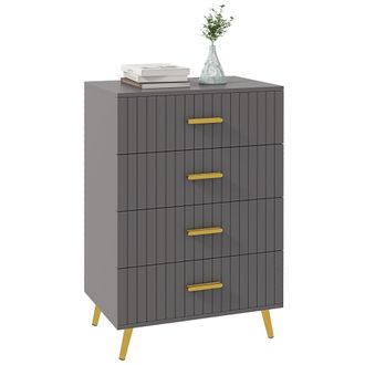 HOMCOM Bedroom Chest Of Drawers - 4-Drawer Dresser With Aluminium Legs | TJ Hughes