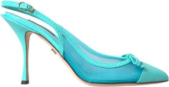 Dolce & Gabbana Blauwe Leren Mesh Slingback Hakken - Dames - Pumps - Blauw - 35 1/2 EU - Leer - Schoenen