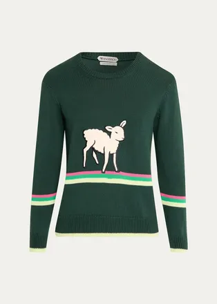 J.W.Anderson Mens Sheep Graphic Cotton Sweater
