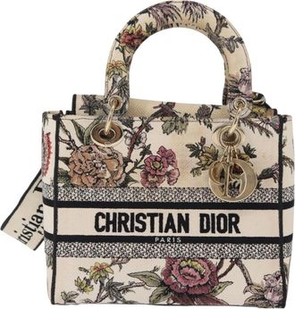 Dior Lady D-Lite Bag Embroidered Canvas Multicolour Canvas Handbag (Pre-Owned)