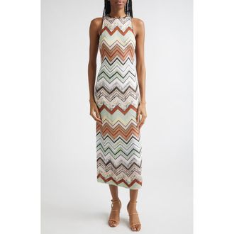 Missoni Zigzag Knit Midi Dress in Beige Orange at Nordstrom, Size 10 Us
