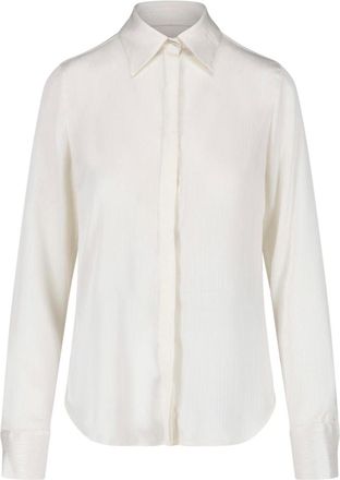 Dondup White Chiffon Hidden Button Shirt