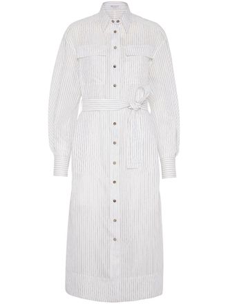 Brunello Cucinelli Abito midi a righe - Bianco