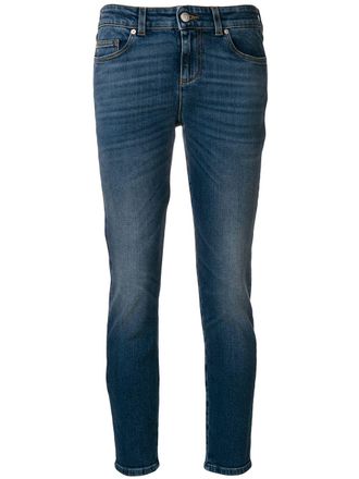Alexander McQueen cropped skinny jeans - women - Polyester/Spandex/Elastane/Polyester/Cotton/Cotton - 25 - Blue