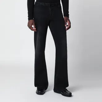 Gucci Pantalone in denim stretch nero effetto d&eacute;lav&eacute;