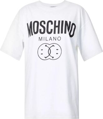 Moschino Womens Double Smiley White T-shirt Cotton - Size X-Small