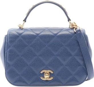 Chanel Pre-owned Vintage Mini Schoudertas - Dames - Vintage Mini Tas - Blauw - ONE Size - Leer - Vintage