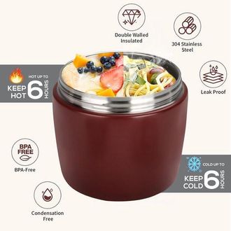 OEM Termo Para Alimentos De 1200 Ml Con Aislamiento T&eacute;rmico, Fiambrera Isot&eacute;rmica De Acero Inoxidable, Recipiente Para Alimentos Con Cuchara