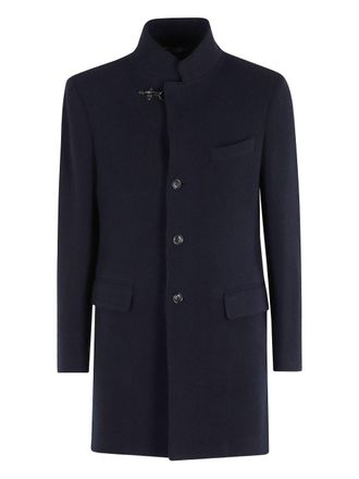 Fay Dark Blue Long Buttoned Coat