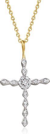 Ross-Simons Diamond Cross Pendant Necklace in 18kt Gold Over Sterling
