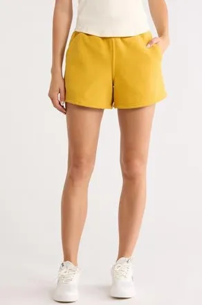90 Degree by Reflex Varsity Vault Fleece Shorts in Mustard at Nordstrom Rack, Size X-Large