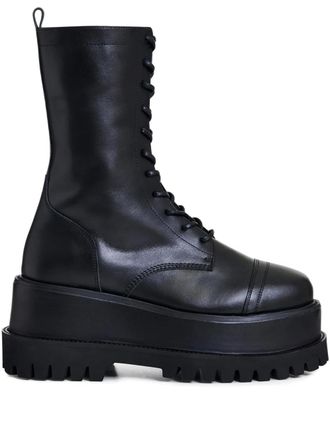 Essentiel platform lace-up combat boots - Black