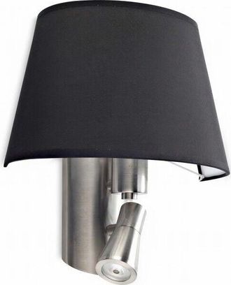 Leds - C4 Balmoral - Applique per interni 1 + 1 luce Nichel satinato con paralume nero, attacco E27 - Leds-c4