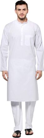 Generic Shiksha International Industries MenS Tunic Cotton Kurta Pajama,Ethnic Wear, Indian Traditional Dress Set (42) White, White, 42