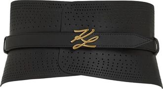 Karl Lagerfeld K/Autograph Perf Taille Riem - Dames - Riemen - Zwart - 85 CM - Leer - Accessoires