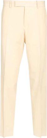 Fendi Wollen Gabardine Broek - Heren - Nette broeken - Beige - S - Wol - Broeken