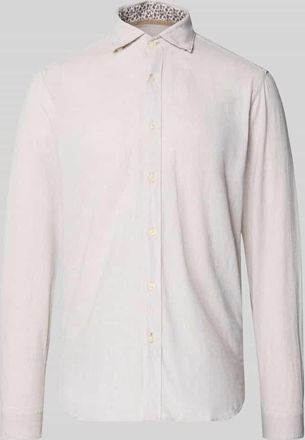 Fil Noir Regular Fit Business-Hemd aus Leinen-Baumwoll-Mix Modell ROMA in Sand, Gr&ouml;&szlig;e 38