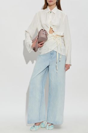 Maison Margiela Shirt With Draped Front, Womens, Cream