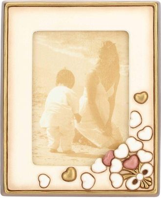 Thun Thun - Cornice Portafoto con Cuori - Accessori per la Casa - Idea Regalo - Linea Hearts - Formato Grande - Ceramica e Vetro - 25 x 20,4 x 3 h cm