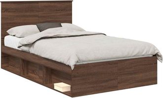 vidaXL Estructura De Cama Con Cabecera Roble Marr&oacute;n 120 X 190 Cm Vidaxl