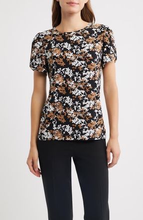 Anne Klein Tulip Sleeve Top in Anne Black Multi at Nordstrom, Size Xx-Small