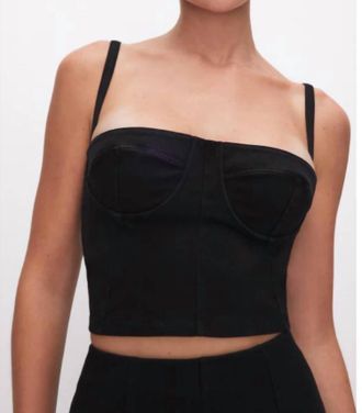 Good American Sculpt Bustier Tank In Black