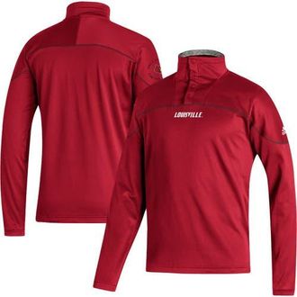 adidas Mens adidas Red Louisville Cardinals AEROREADY Knit Quarter-Snap Jacket at Nordstrom, Size Small