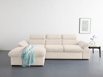 Cotta Ecksofa »Lola L-Form mit Kopfteilfunktion & Hocker« wahlweise mit Bettfunktion, Bettkasten & Armteilverstellung