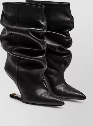 Balmain calfskin ankle boots sculpted heel slouchy design