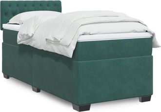 vidaXL Cama Box Spring Con Colch&oacute;n Terciopelo Verde Oscuro 100x200 Cm Vidaxl