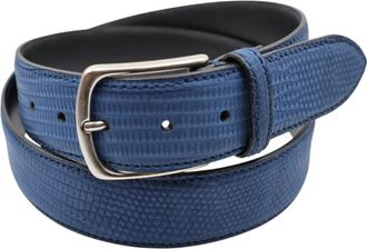 Paolo Vitale Slebet Firbensb&aelig;lte - Heren - Riemen - Blauw - 110 CM - Leer - Accessoires