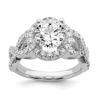 Diamond2Deal 14K White Gold 1 1/5 Ct Lab Grown Diamond Round Halo Engagement Ring