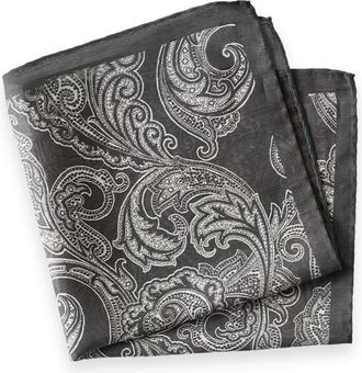 Paul Fredrick Paisley Cotton Blend Pocket Square