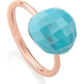 Monica Vinader Nura Pebble Stacking Ring in Turquoise at Nordstrom, Size 4.25