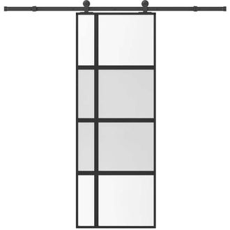vidaXL Vidaxl - Puerta Corredera Set Herrajes Vidrio Templado Aluminio 76x205cm