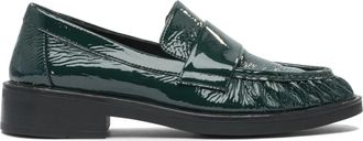 Strategia Groene Leren Loafers en Pantoffels - Dames - Loafers - Groen - 39 EU - Leer - Schoenen