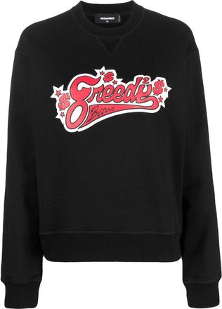 Dsquared2 logo-print long-sleeve sweatshirt - women - Cotton - M - Black