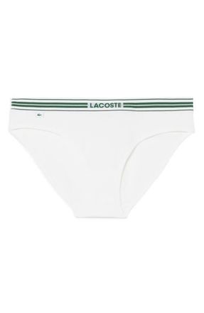 Lacoste Stretch Cotton Bikini Briefs in White at Nordstrom, Size Xx-Small